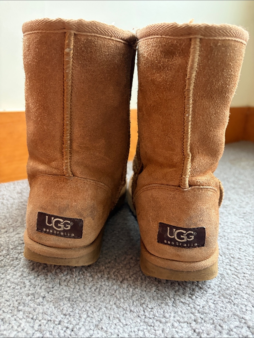 UGG Milla Chestnut Suede Fur Cuff Ankle Boots Women's Size 8